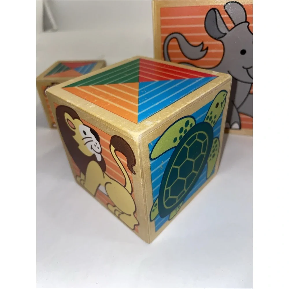 Melissa Doug ANIMAL NESTING BLOCKS Classic Wooden Toys Includes 4 Blocks VTG